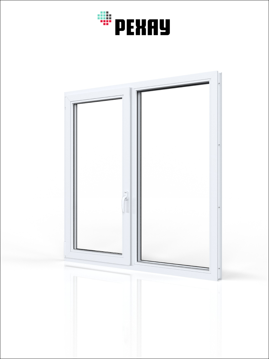 РЕХАУ Окно ПВХ CONSTANTA 800х1000 мм (ВхШ), двухстворчатое, поворотно-откидное левое / глухое правое