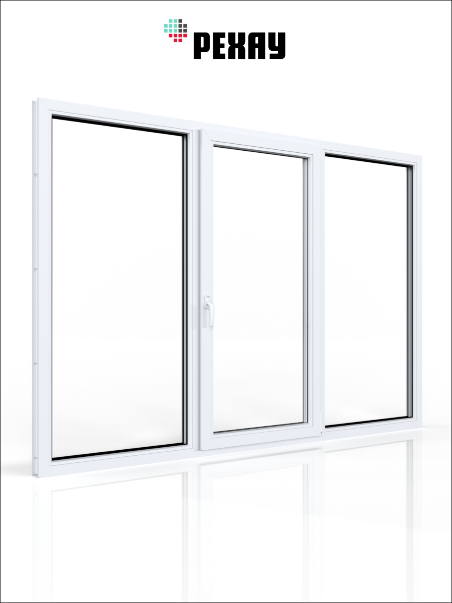 РЕХАУ Окно ПВХ CONSTANTA 1200х2000 мм (ВхШ), трехстворчатое, глухое / поворотно-откидное правое / глухое