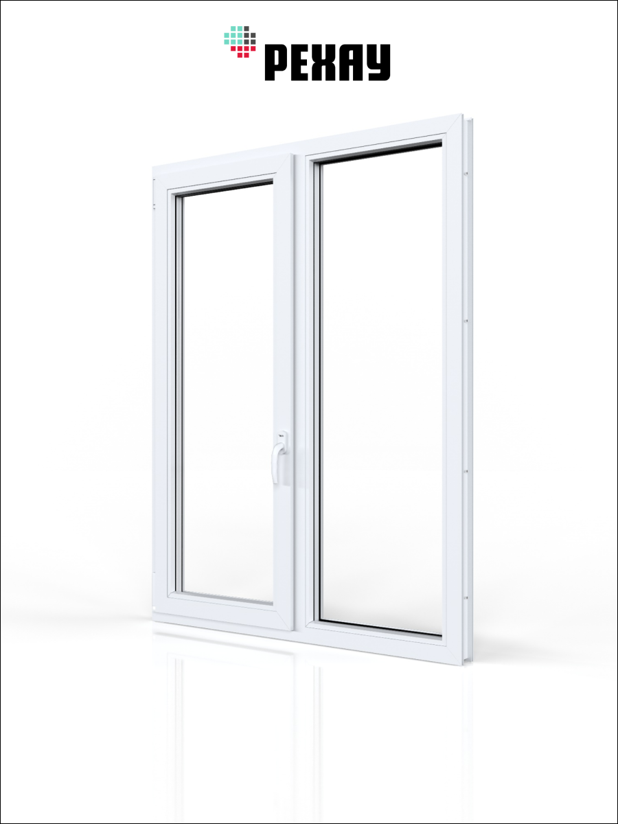 РЕХАУ Окно ПВХ CONSTANTA 1300х1200 мм (ВхШ), двухстворчатое, поворотно-откидное левое / глухое правое