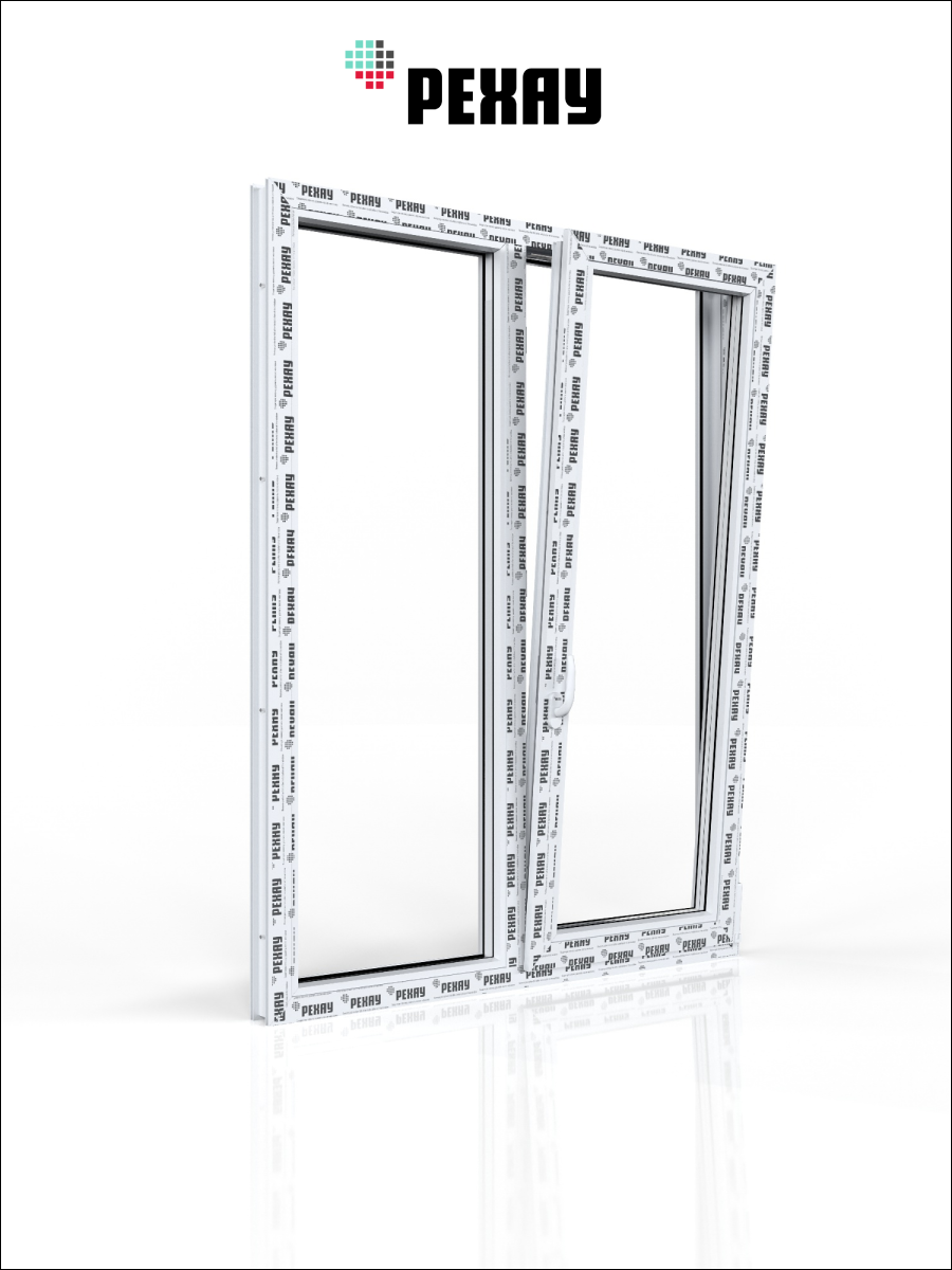 РЕХАУ Окно ПВХ CONSTANTA 1200х1000 мм (ВхШ), двухстворчатое, глухое левое / поворотно-откидное правое