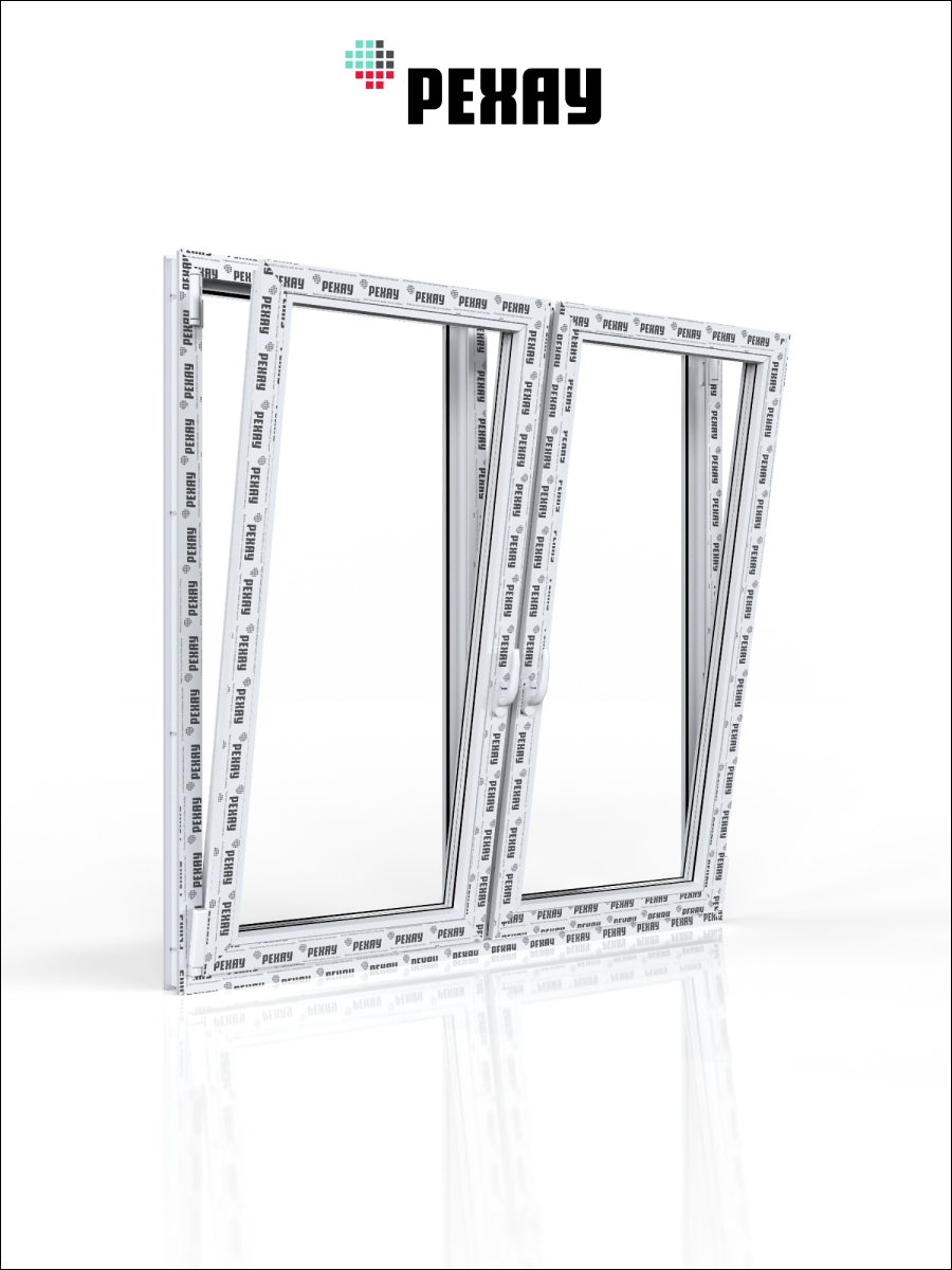 РЕХАУ Окно ПВХ CONSTANTA 1200х1200 мм (ВхШ), двухстворчатое, поворотно-откидное левое / поворотно-откидное правое