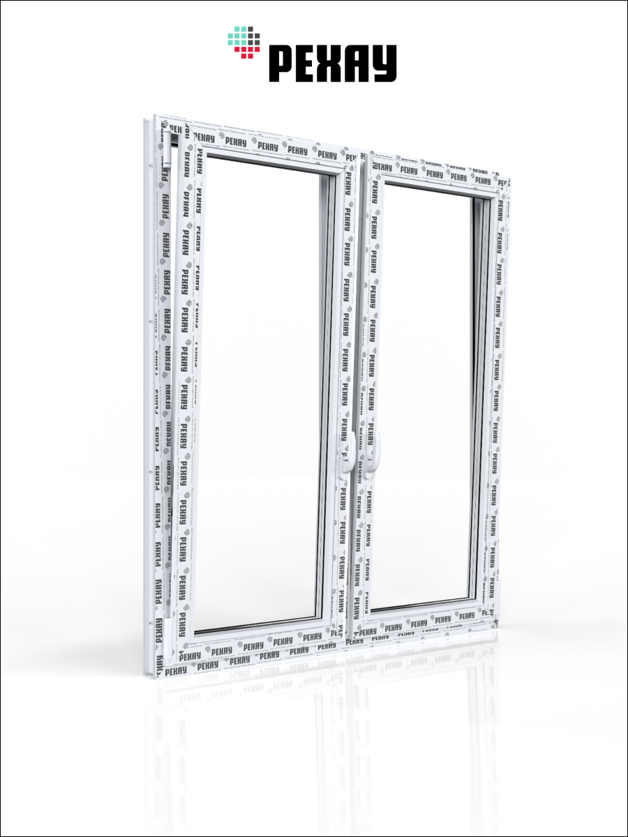 РЕХАУ Окно ПВХ CONSTANTA 1500х1300 мм (ВхШ), двухстворчатое, поворотно-откидное левое / поворотно-откидное правое