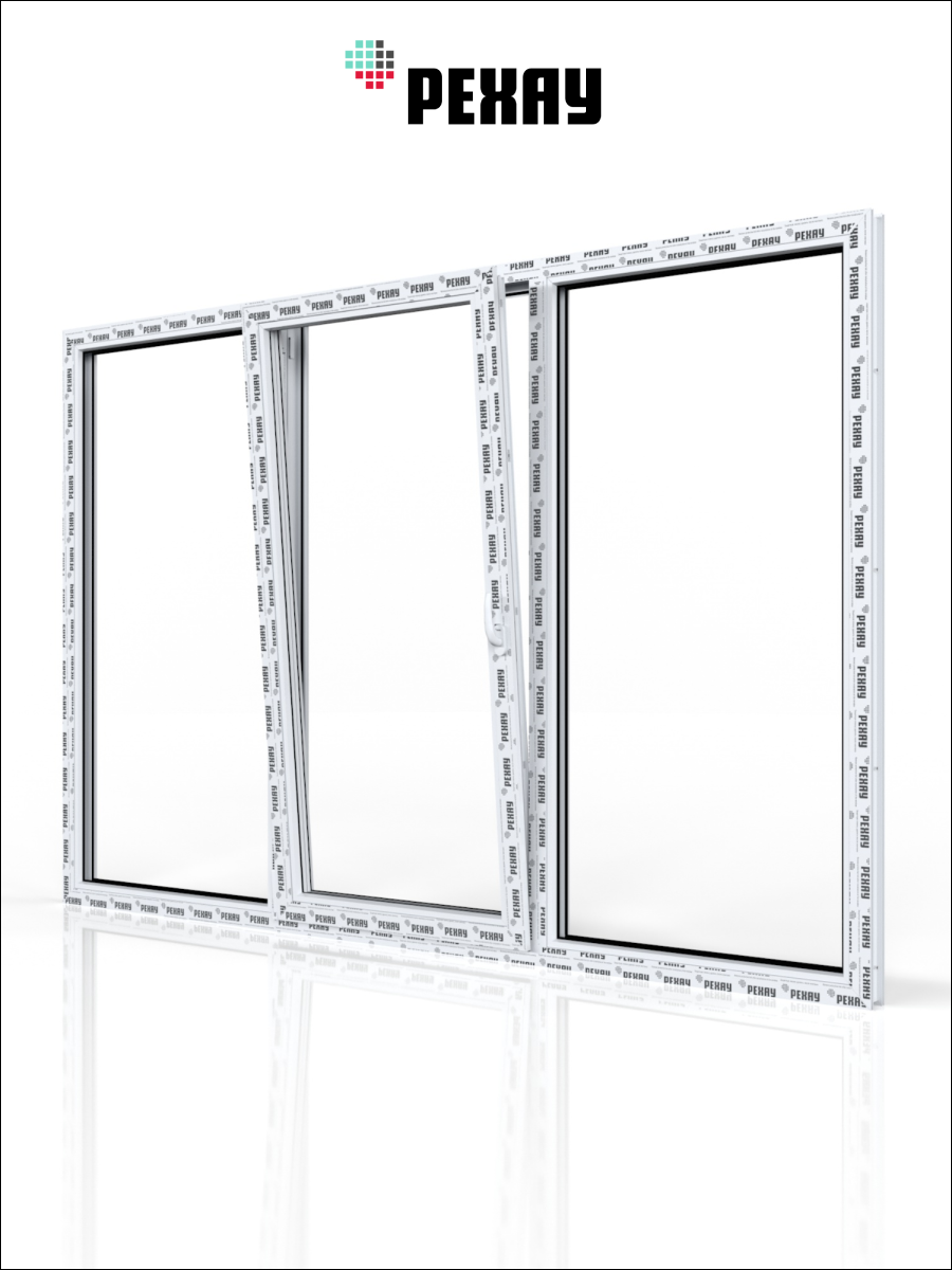 РЕХАУ Окно ПВХ CONSTANTA 1400х1800 мм (ВхШ), трехстворчатое, глухое / поворотно-откидное левое / глухое, двухкамерный стеклопакет белое