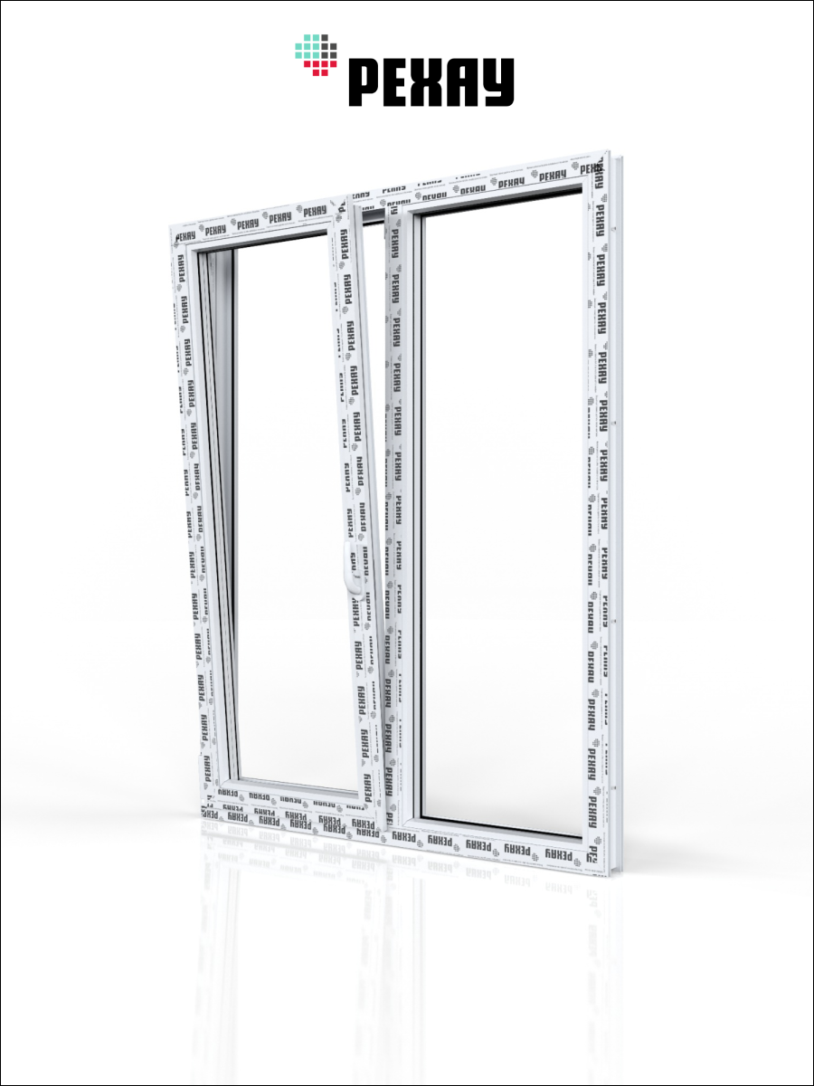 РЕХАУ Окно ПВХ CONSTANTA 1300х1200 мм (ВхШ), двухстворчатое, поворотно-откидное левое / глухое правое