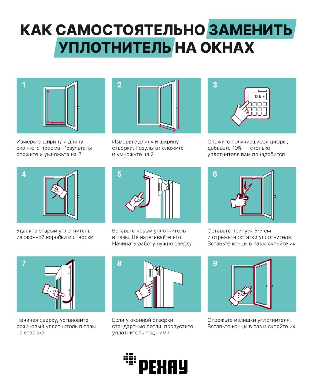 РЕХАУ Уплотнитель для окон и дверей РЕХАУ РАУСЕЛЛ 50 м, черный