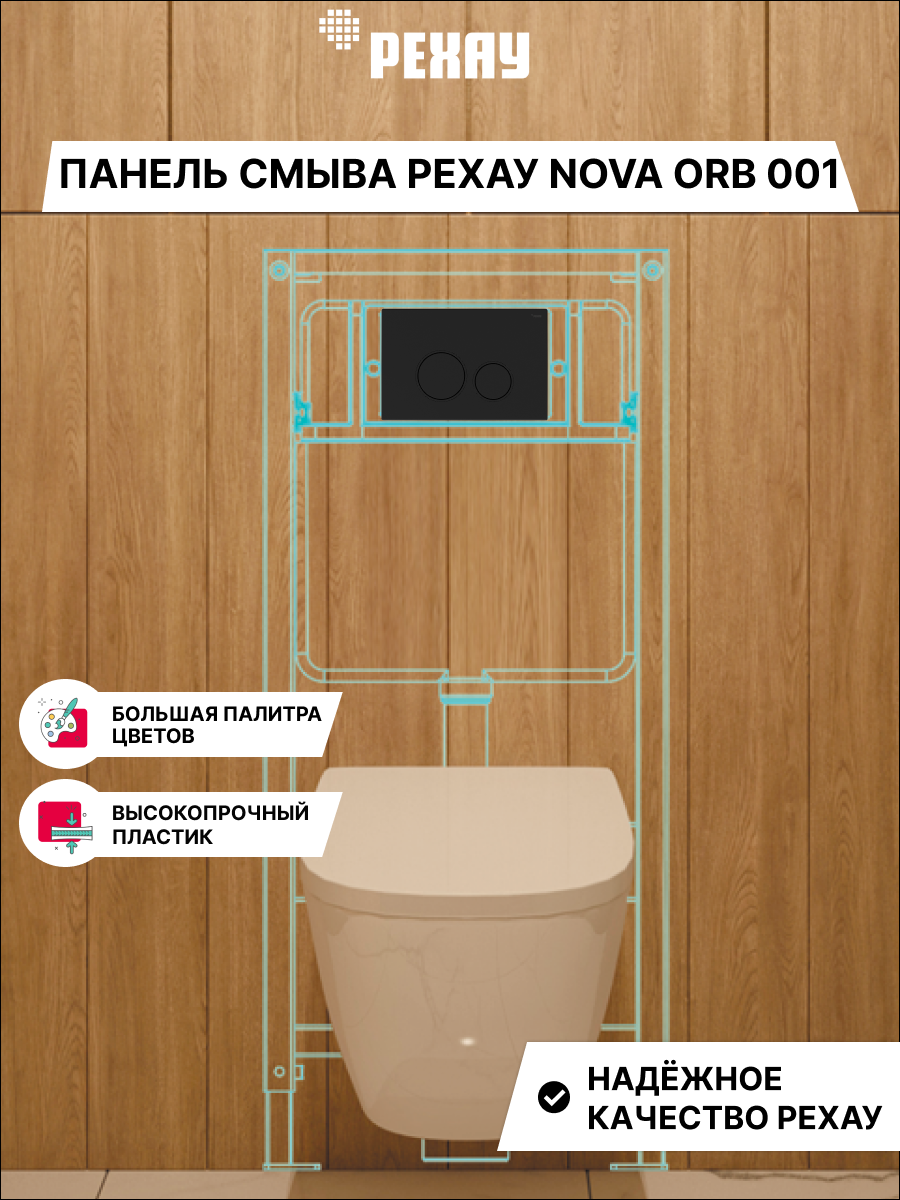 РЕХАУ Панель смыва РЕХАУ NOVA ORB 001 с круглыми клавишами, пластик, черный, матовый