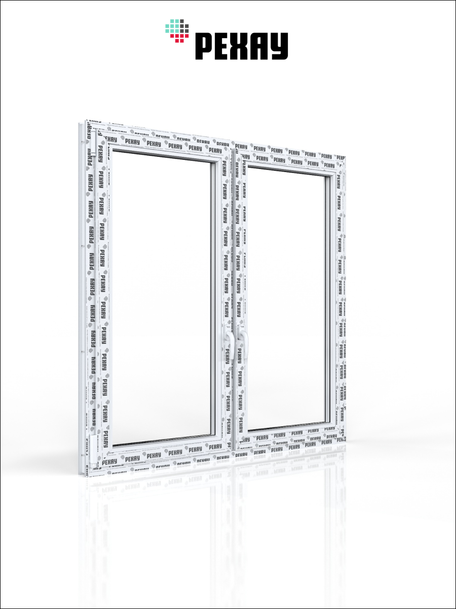 РЕХАУ Окно ПВХ CONSTANTA 1200х1200 мм (ВхШ), двухстворчатое, поворотно-откидное левое / поворотно-откидное правое