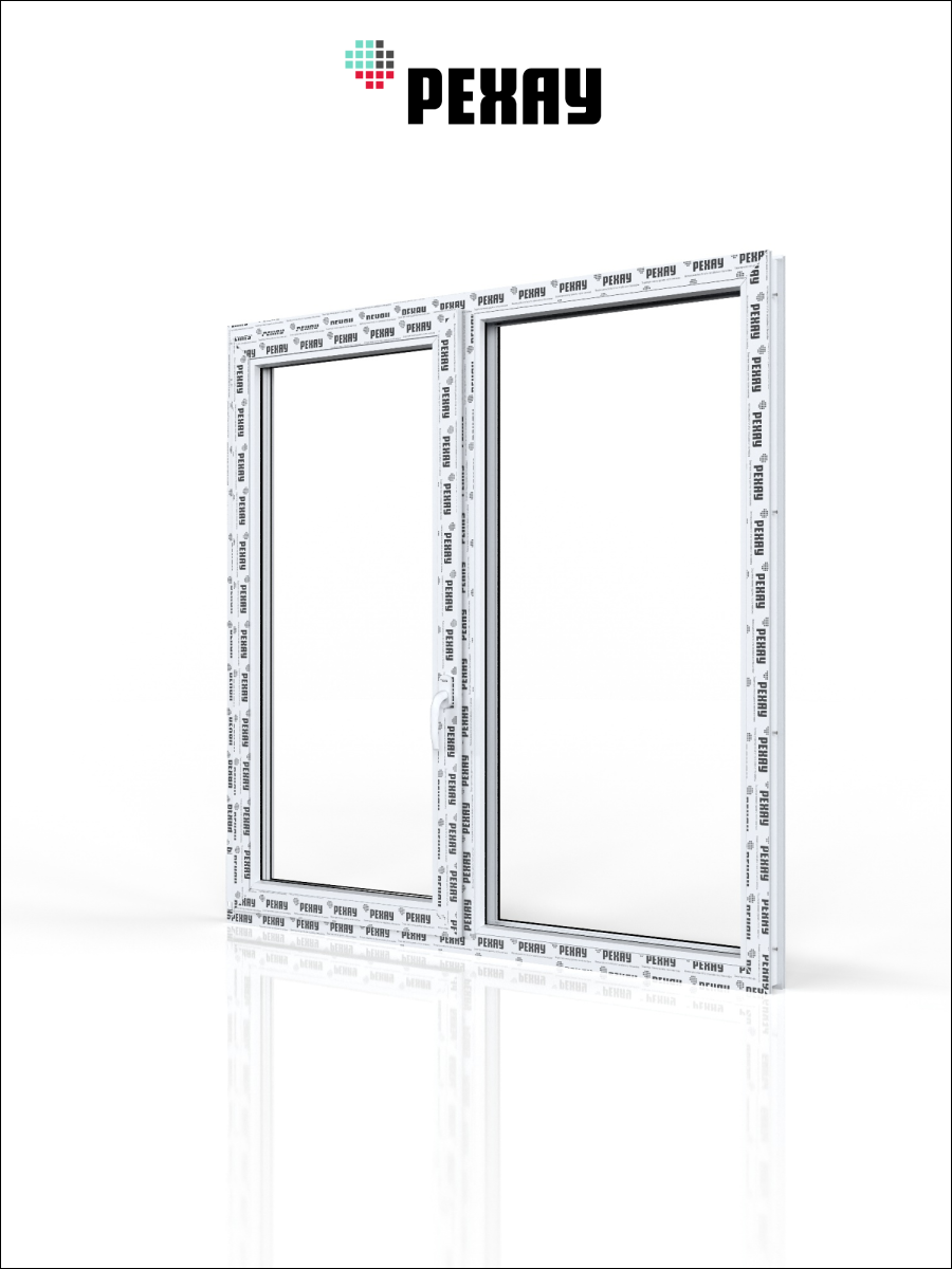 РЕХАУ Окно ПВХ CONSTANTA 800х1000 мм (ВхШ), двухстворчатое, поворотно-откидное левое / глухое правое