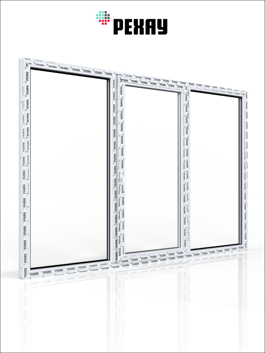 РЕХАУ Окно ПВХ CONSTANTA 1200х2000 мм (ВхШ), трехстворчатое, глухое / поворотно-откидное правое / глухое