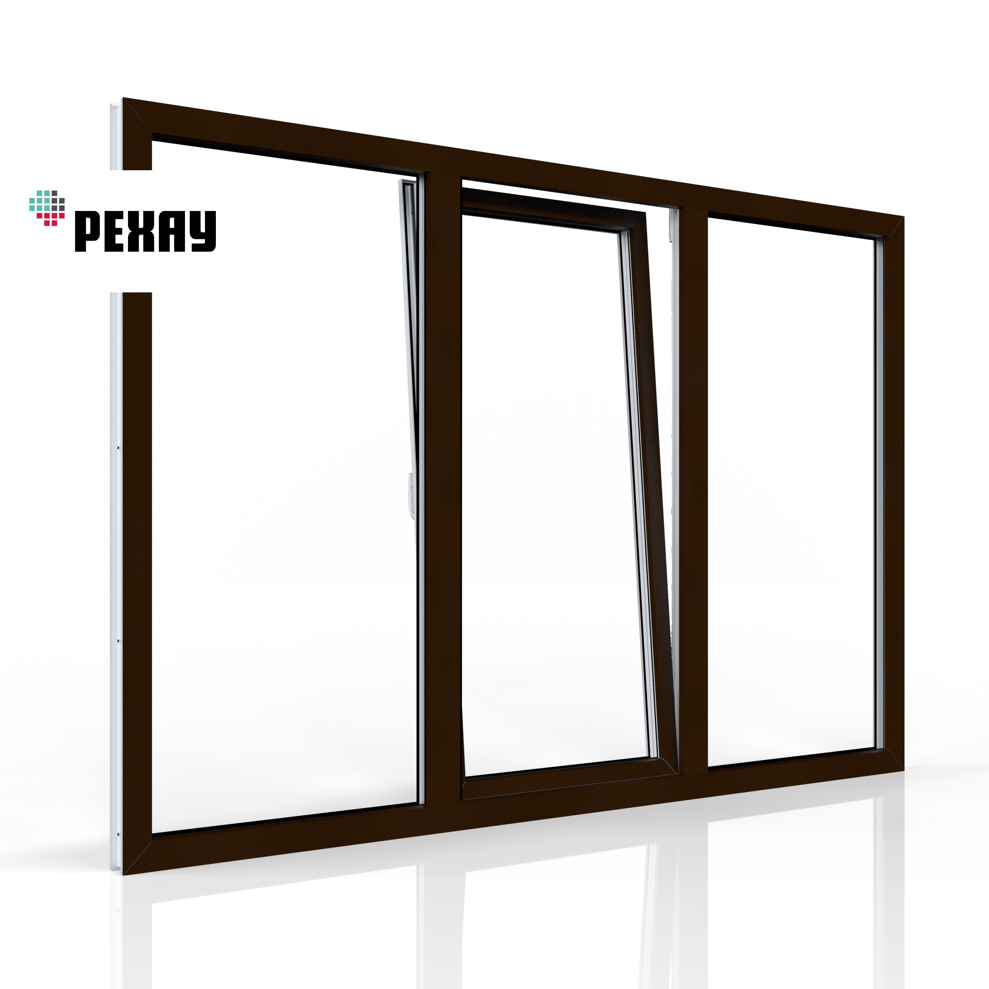 РЕХАУ Окно ПВХ BLITZ 1400х2100 мм (ВхШ) трехстворчатое