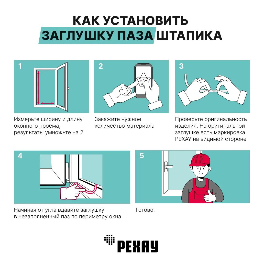 РЕХАУ Заглушка паза штапика для ПВХ окон и дверей РЕХАУ, 10 м