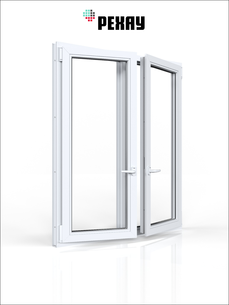 РЕХАУ Окно ПВХ CONSTANTA 1500х1300 мм (ВхШ), двухстворчатое, поворотно-откидное левое / поворотно-откидное правое