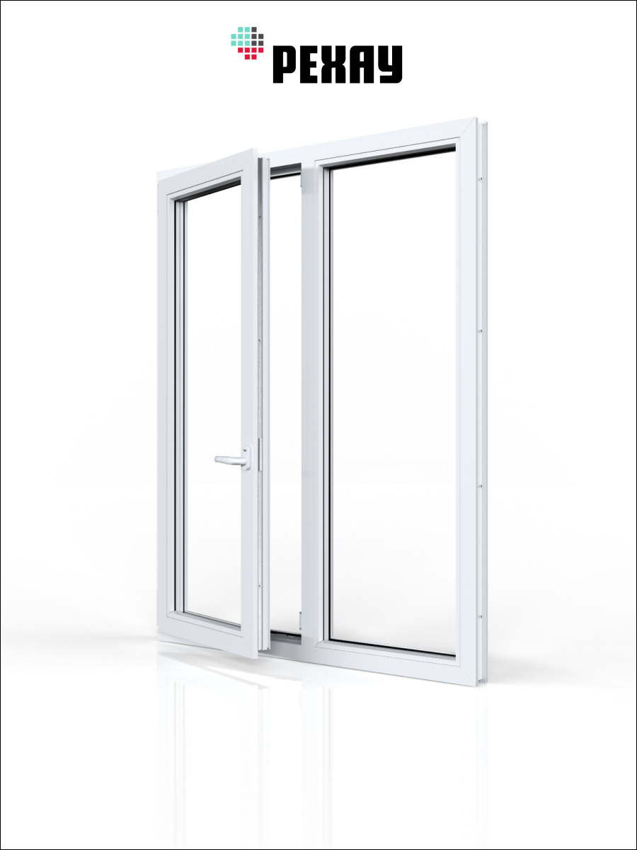 РЕХАУ Окно ПВХ CONSTANTA 1300х1200 мм (ВхШ), двухстворчатое, поворотно-откидное левое / глухое правое