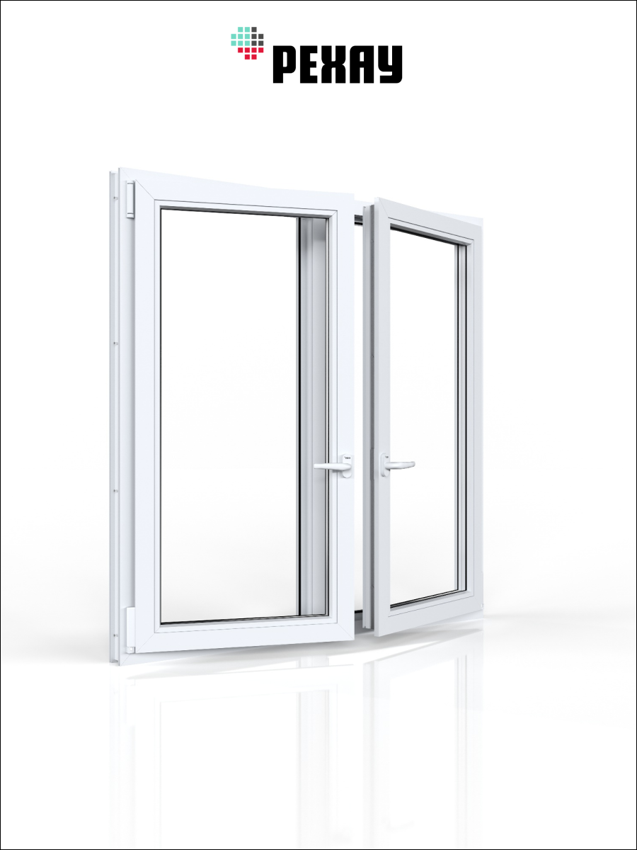 РЕХАУ Окно ПВХ CONSTANTA 1200х1200 мм (ВхШ), двухстворчатое, поворотно-откидное левое / поворотно-откидное правое