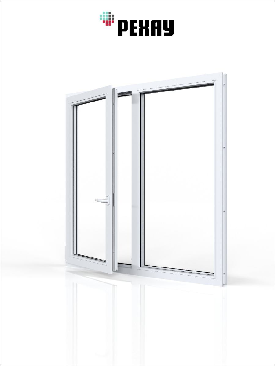РЕХАУ Окно ПВХ CONSTANTA 800х1000 мм (ВхШ), двухстворчатое, поворотно-откидное левое / глухое правое