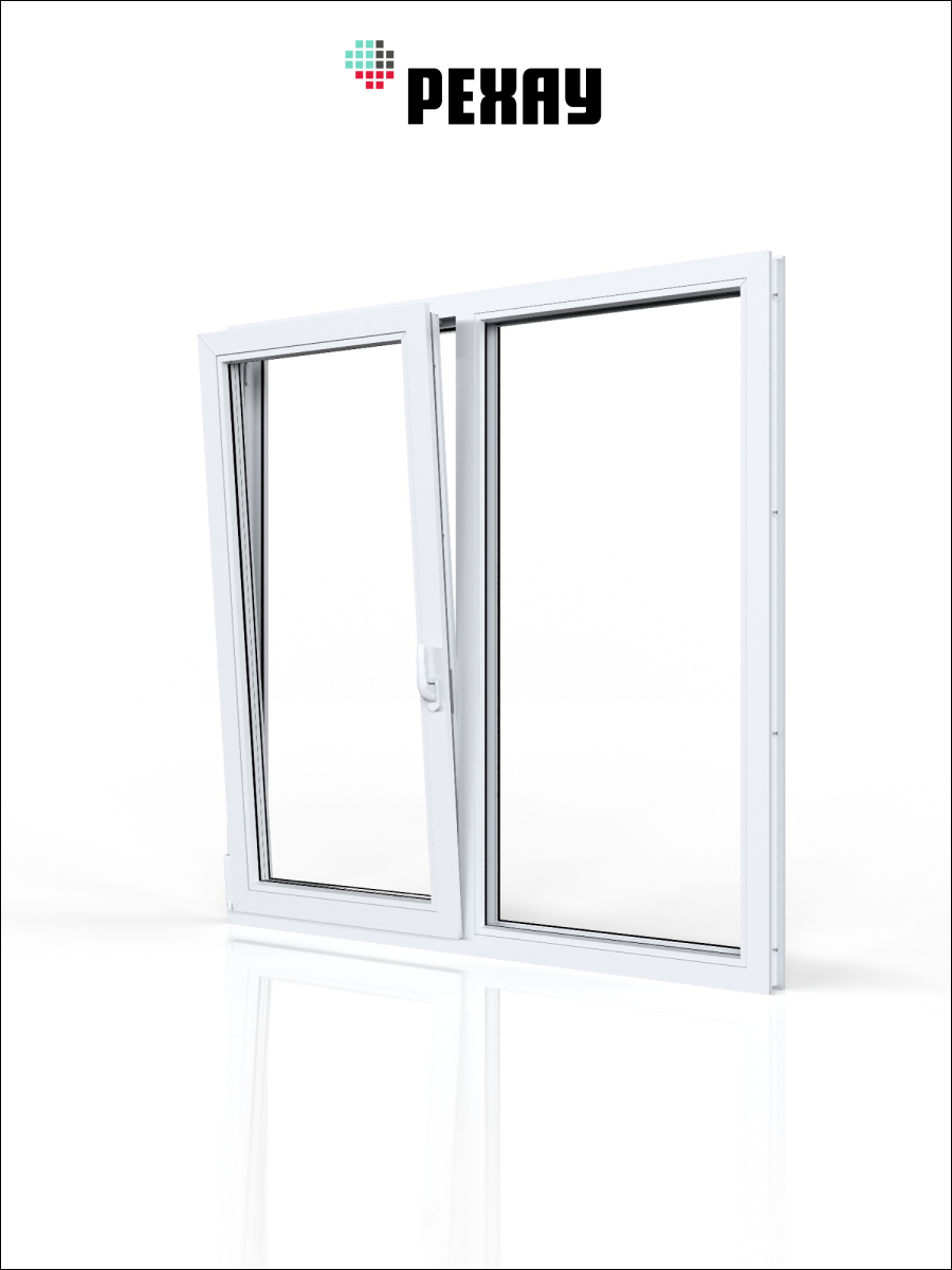 РЕХАУ Окно ПВХ CONSTANTA 800х1000 мм (ВхШ), двухстворчатое, поворотно-откидное левое / глухое правое