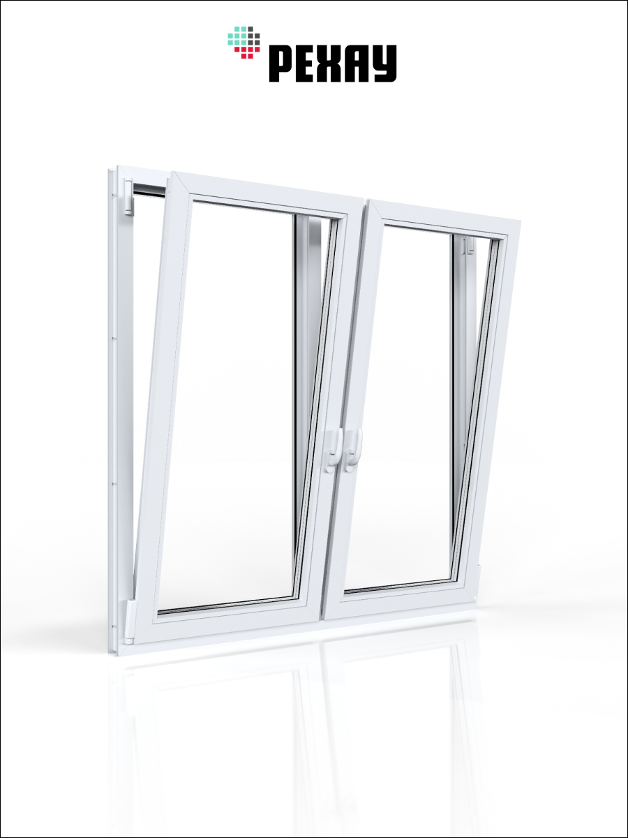 РЕХАУ Окно ПВХ CONSTANTA 1200х1200 мм (ВхШ), двухстворчатое, поворотно-откидное левое / поворотно-откидное правое