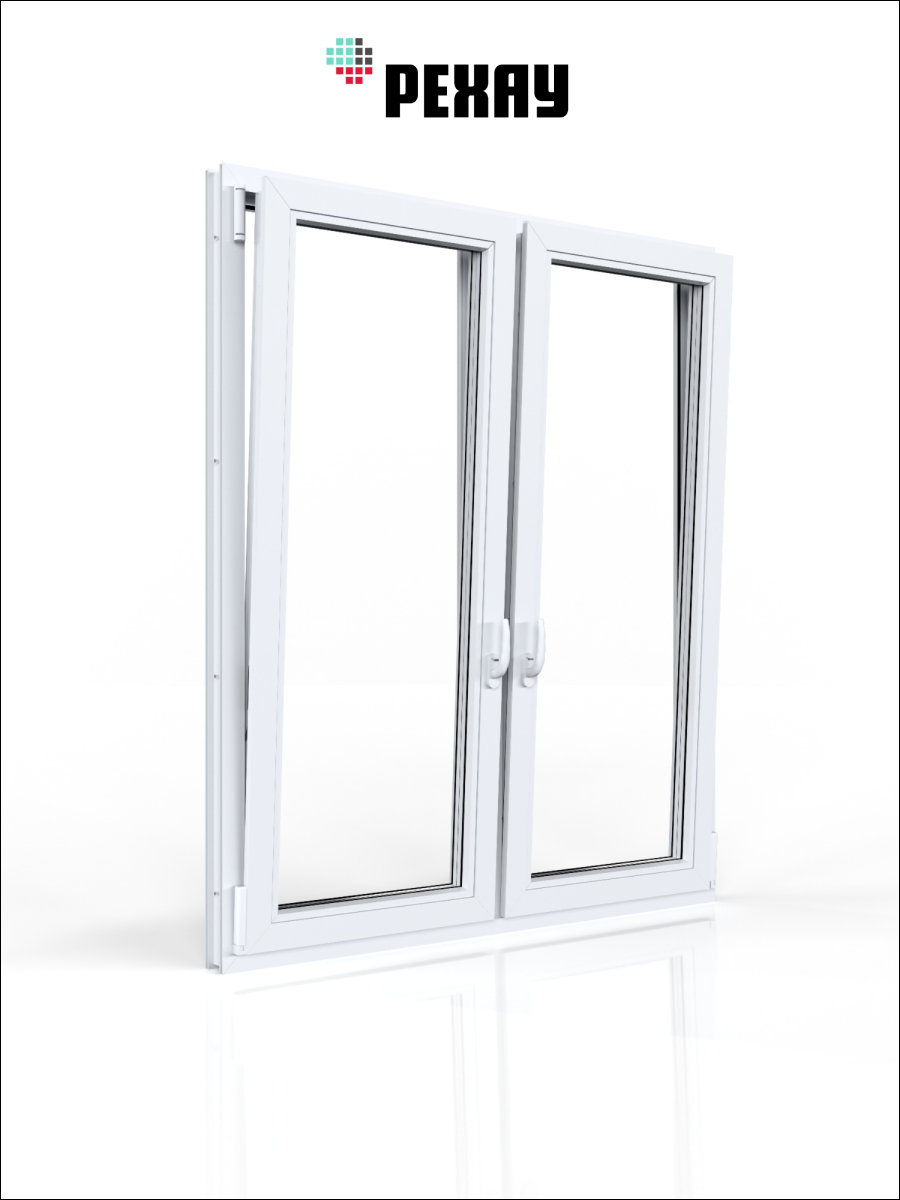РЕХАУ Окно ПВХ CONSTANTA 1500х1300 мм (ВхШ), двухстворчатое, поворотно-откидное левое / поворотно-откидное правое