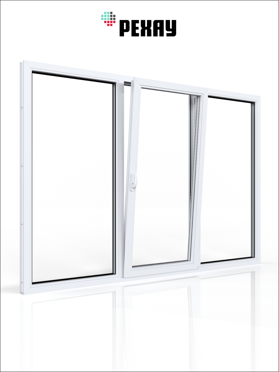 РЕХАУ Окно ПВХ CONSTANTA 1200х2000 мм (ВхШ), трехстворчатое, глухое / поворотно-откидное правое / глухое