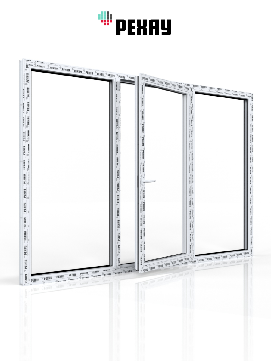 РЕХАУ Окно ПВХ CONSTANTA 1200х2000 мм (ВхШ), трехстворчатое, глухое / поворотно-откидное правое / глухое