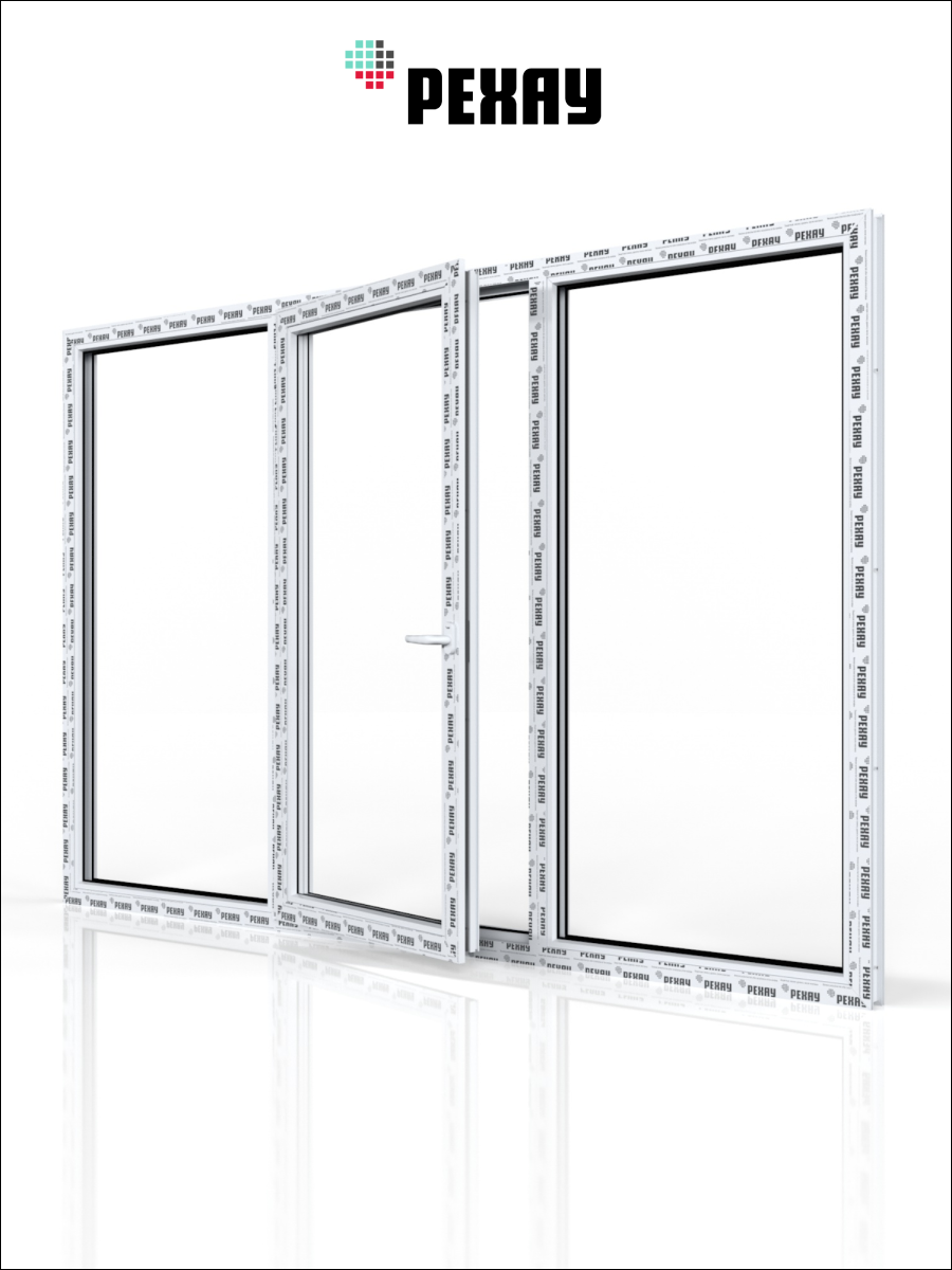 РЕХАУ Окно ПВХ CONSTANTA 1400х1800 мм (ВхШ), трехстворчатое, глухое / поворотно-откидное левое / глухое, двухкамерный стеклопакет белое