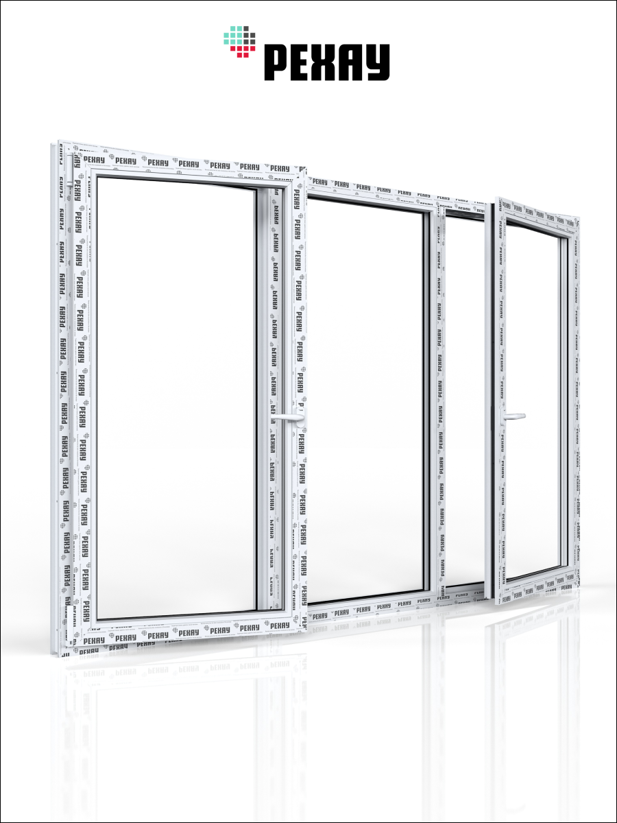 РЕХАУ Окно ПВХ CONSTANTA 1200х2000 мм (ВхШ), трехстворчатое, поворотно-откидное левое / глухое / поворотно-откидное правое